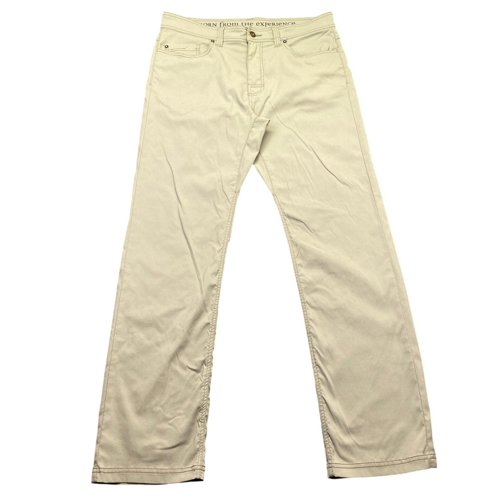 Prana Brion Slim Fit Pants Mens 34 Tan Khaki Nylon Stretch M4BN32312